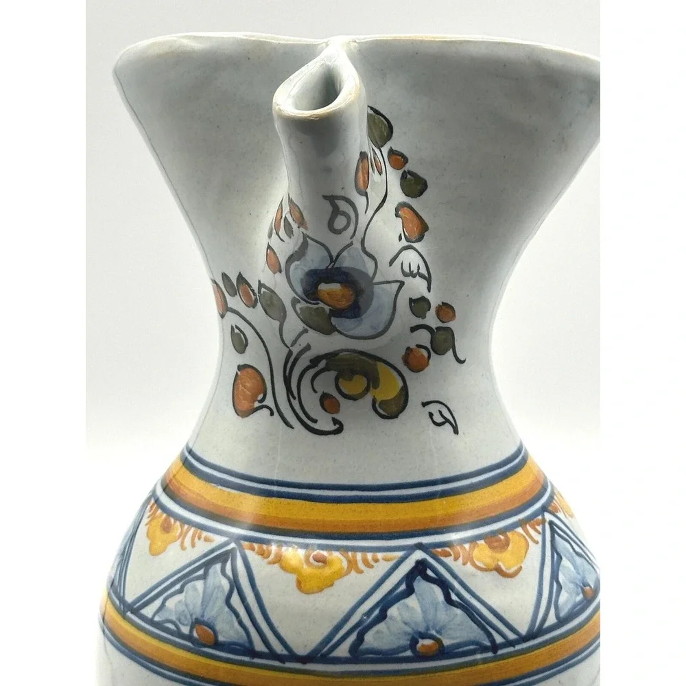 Vintage Hand-Painted Mexican Talavera Pottery Pitcher